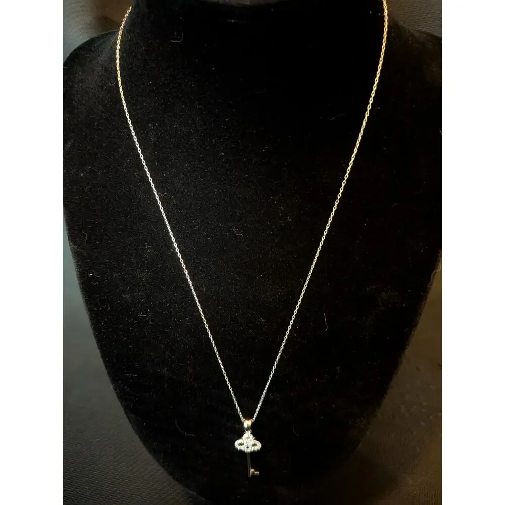 Bella Luce® Skeleton Key Pendant with Chain Rhodium Over Sterling Silver JTV